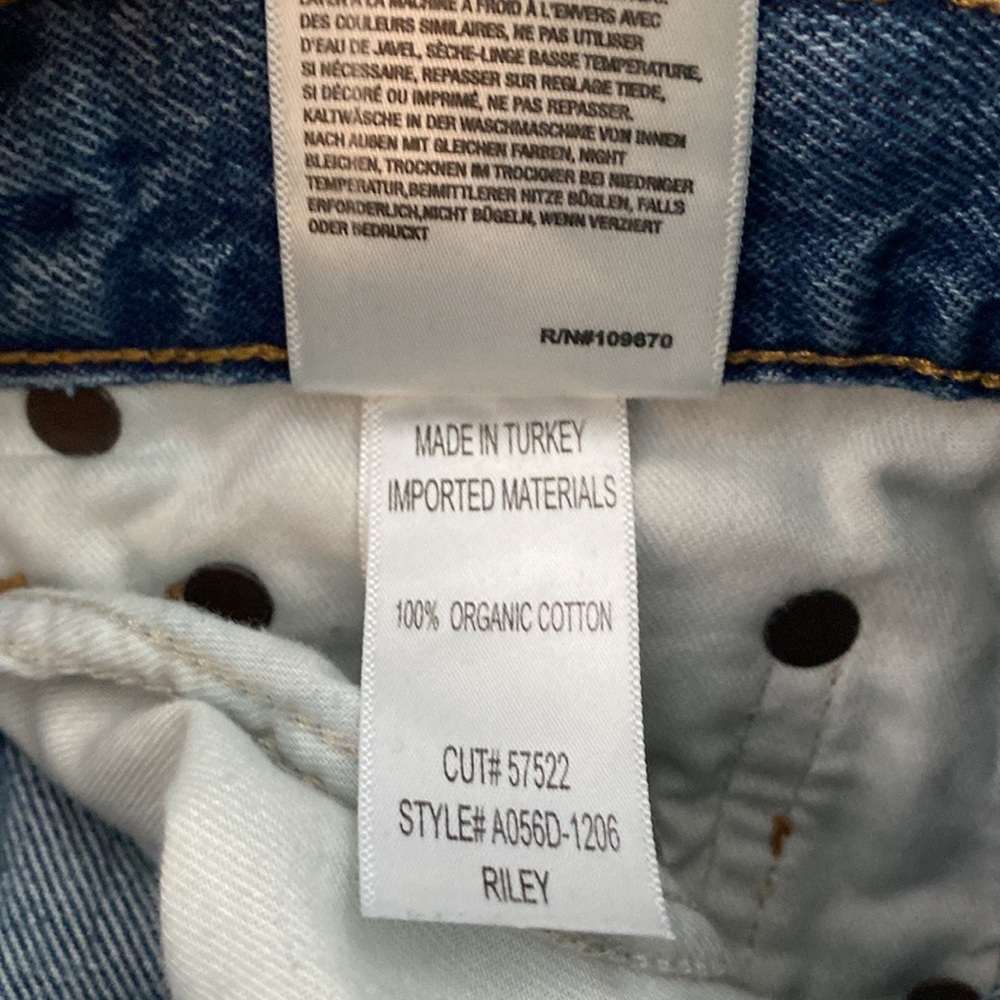 Agolde Riley Long High Rise Button Fly Distressed Hem Straight Leg Jeans 24 - Picture 12 of 16